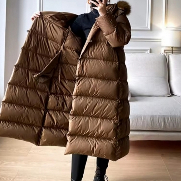 Real Fur Jacket 2025 Winter Women White Duck Down Jackets Ultra Light Warm - Picture 2 of 4